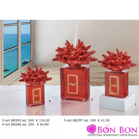 Bomboniere Matrimonio Melaverde - Diffusori in Vetro Rettangolare con Corallo Rosso Melaverde - 1