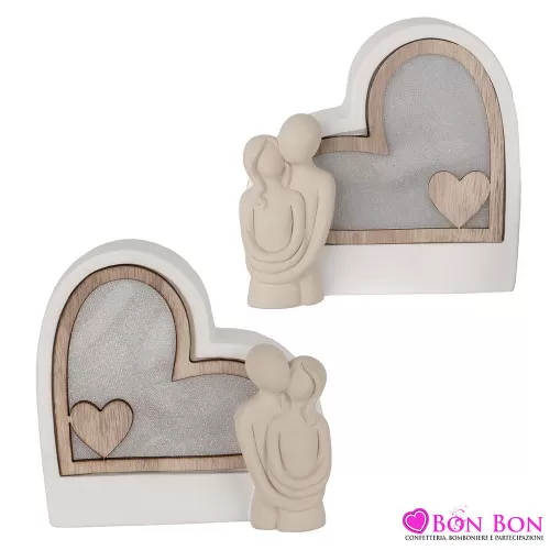 Bomboniere matrimonio lampada led a forma di cuore con decoro coppia ETM - 1