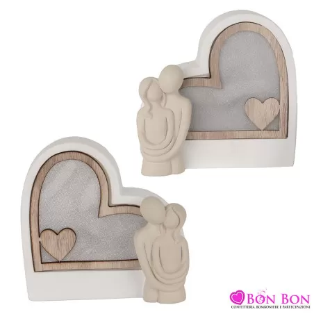 Bomboniere matrimonio lampada led a forma di cuore con decoro coppia ETM - 1