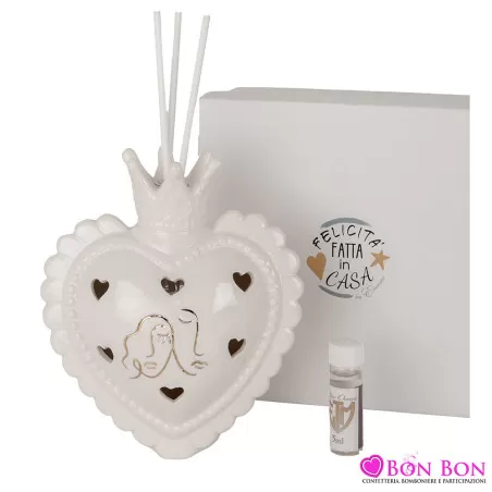 Bomboniere matrimonio profumatore led a forma di cuore stilizzata ETM - 1