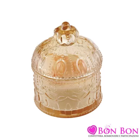 Bomboniera Matrimonio Candela Profumata in Campana di Vetro Ambra Royal Gifts - 2