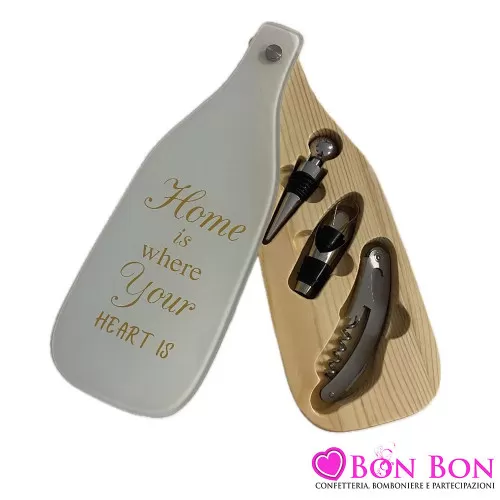 Bomboniere Matrimonio Utili Set Vino in Legno con Accessori Royal Gifts - 1