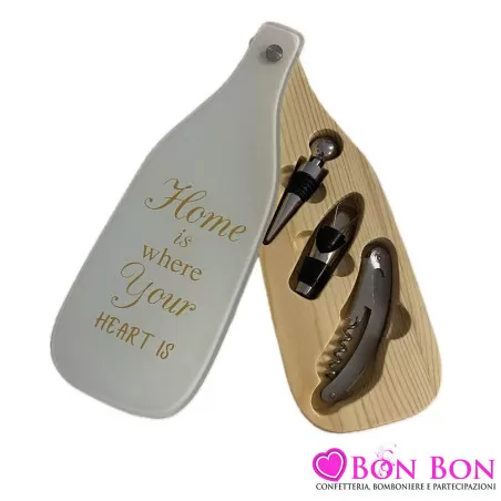 Bomboniere Matrimonio Utili Set Vino in Legno con Accessori Royal Gifts - 1