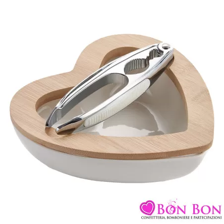 Bomboniera Utile per Matrimonio Set Schiaccianoci con Ciotola a Forma di Cuore Royal Gifts - 1