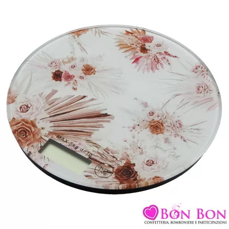 Bomboniera per Matrimonio Utile Bilancia in Vetro con Motivo di Rose Royal Gifts - 1