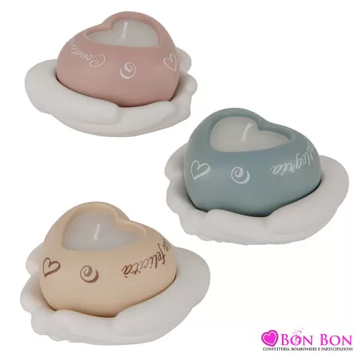 Bomboniere matrimonio candela mani che tengono un cuore ETM - 1