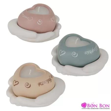 Bomboniere matrimonio candela mani che tengono un cuore ETM - 1