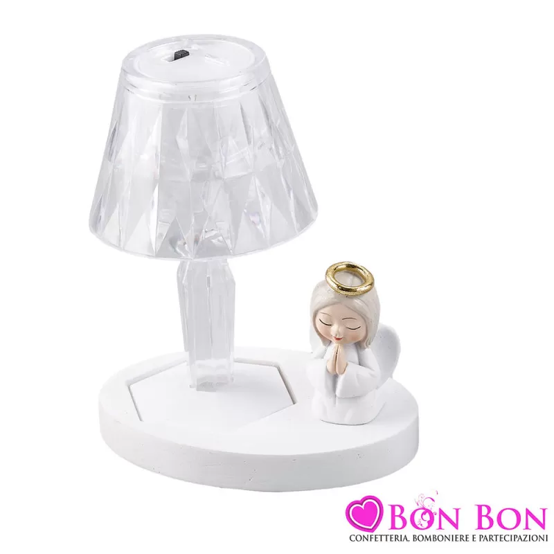 Bomboniera per Prima Comunione Lumino con Luce LED e Statuina Angelo in Preghiera Royal Gifts - 1