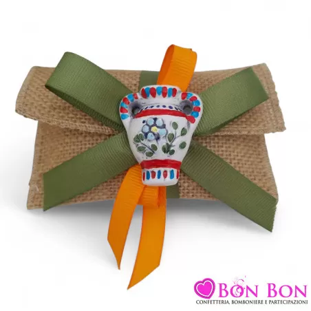 Sacchetti Matrimonio Tema Siciliano con Magneti Dipinti a Mano Bomboniere Originali ed Eleganti Liete Creazioni - 2
