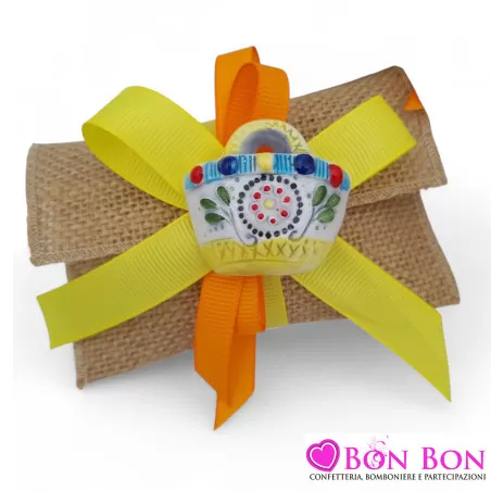 Sacchetti Matrimonio Tema Siciliano con Magneti Dipinti a Mano Bomboniere Originali ed Eleganti Liete Creazioni - 3