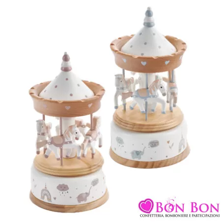 copy of Bomboniera Battesimo Bimba Carillon Giostrina in Legno Rosa con Nuvole, Stelle e Luna Encantada - 1