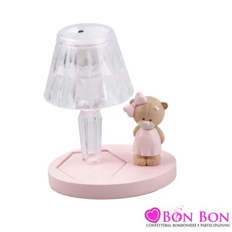 Bomboniere per Battesimo Eleganti Lumini LED con Orsetti Rosa o Celesti Royal Gifts - 1