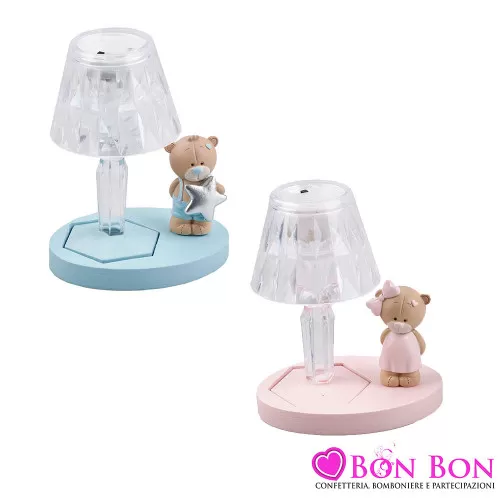 Bomboniere per Battesimo Eleganti Lumini LED con Orsetti Rosa o Celesti Royal Gifts - 3