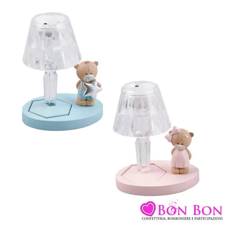 Bomboniere per Battesimo Eleganti Lumini LED con Orsetti Rosa o Celesti Royal Gifts - 3