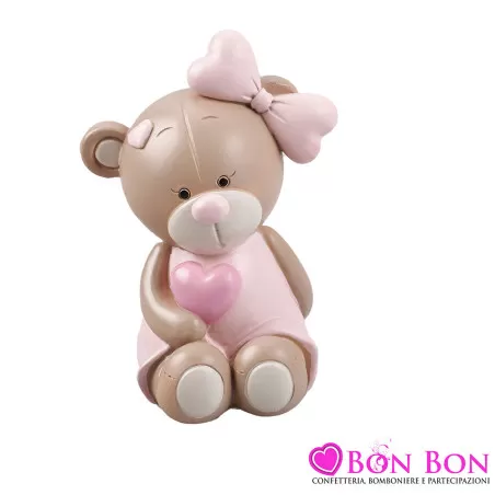 Bomboniere Battesimo Salvadanaio Orsetti Rosa o Celesti in Resina Colorata Royal Gifts - 2