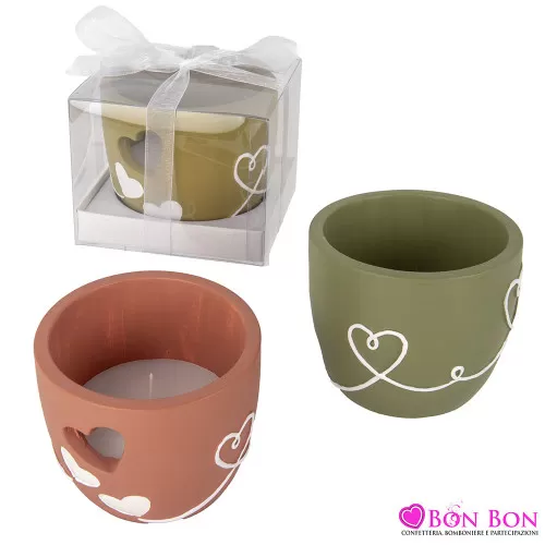 Bomboniere matrimonio candela grande con cuore traforato ETM - 1