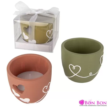 Bomboniere matrimonio candela grande con cuore traforato ETM - 1