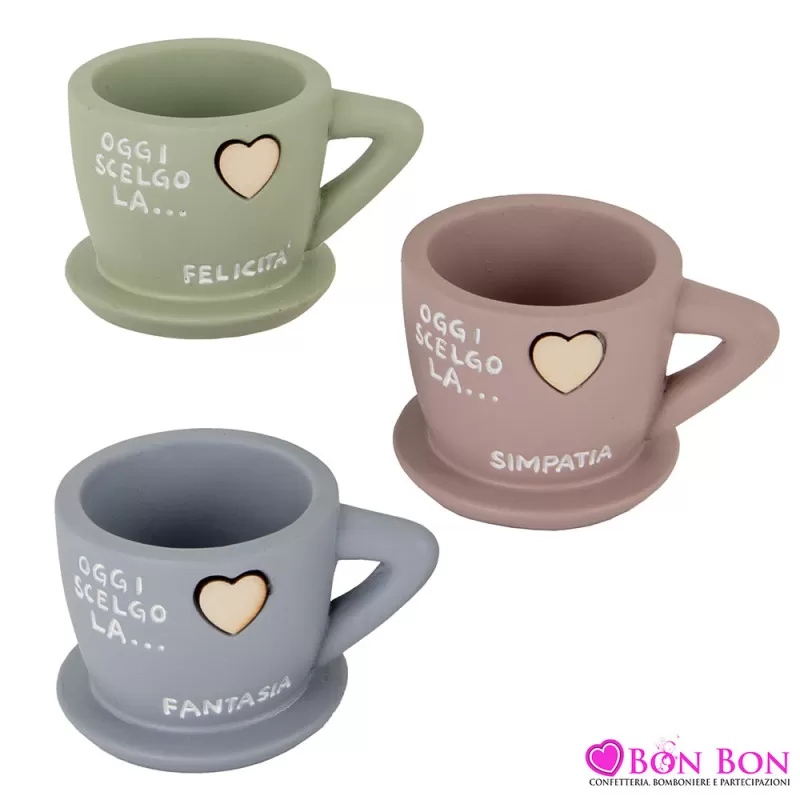 Bomboniera matrimonio porta piantina a forma di tazzina ETM - 1