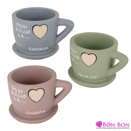 Bomboniera matrimonio porta piantina grande a forma di tazzina ETM - 1