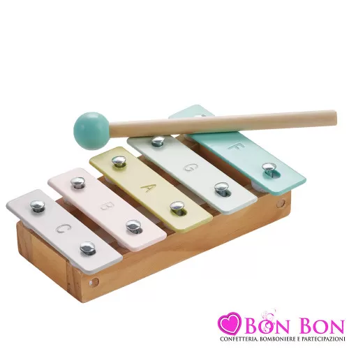 Bomboniere Battesimo Originali Xilofono Baby Colorato con Base in Legno Royal Gifts - 1