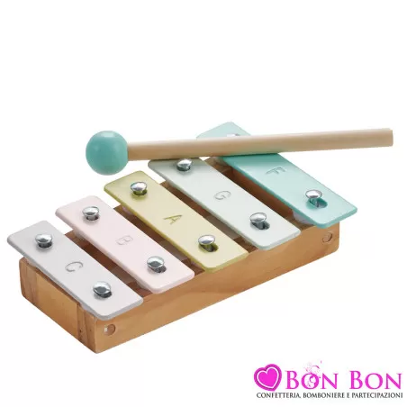 Bomboniere Battesimo Originali Xilofono Baby Colorato con Base in Legno Royal Gifts - 1
