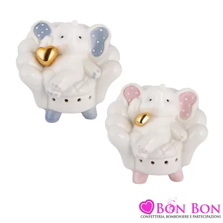 Profumatore Elefante Rosa e Celeste con Luce LED: Bomboniere Battesimo Online Perfette Royal Gifts - 3