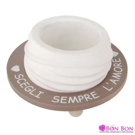 Porta Piantina Circolare Grande in Ceramica con Frase “Scegli Sempre l’Amore” – Eleganti Bomboniere per Matrimonio ETM - 1