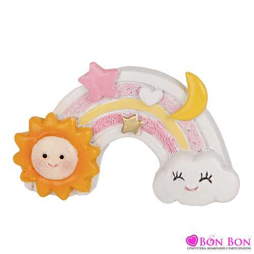 bomboniere battesimo per femminuccia magnete arcobaleno rosa ETM - 1