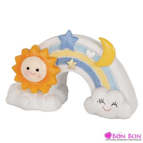 bomboniere battesimo per maschietto arcobaleno celeste LED in resina senza scatola ETM - 1