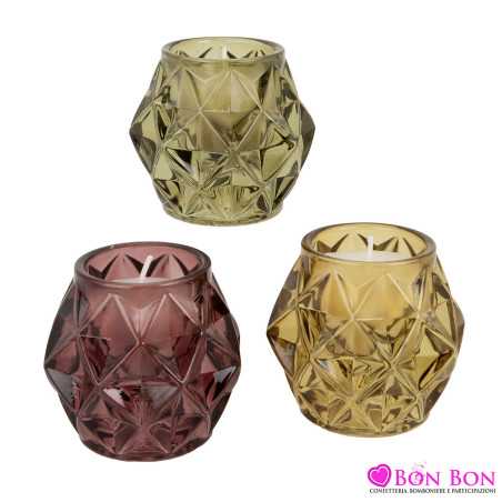 Bomboniere Matrimonio Candela in Vetro a Forma Esagonale ETM - 1