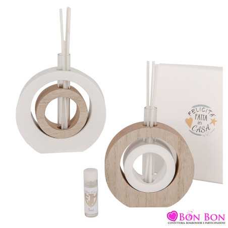 bomboniere matrimonio profumatore in legno con bacchette ed essenza in 2 colori assortiti e scatola inclusa ETM - 1
