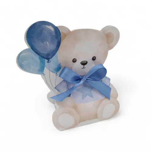 copy of Scatola porta confetti per nascita a forma di orsetto rosa con palloncini in cartoncino Scotton - 1