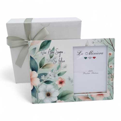 Bomboniera Matrimonio Linea Flora – Portafoto Rettangolare con Stampa Floreale e Frase Ispiratrice La Miniera - 1