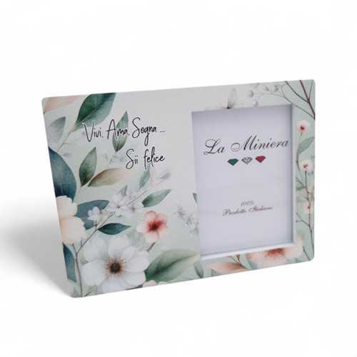 Bomboniera Matrimonio Linea Flora – Portafoto Rettangolare con Calamita, Stampa Floreale e Frase La Miniera - 1