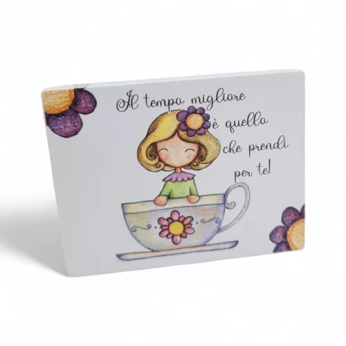 Bomboniera Prima Comunione Linea Mini Mondo – Calamita in Legno Rettangolare con Stampa Bimba su Tazza La Miniera - 1