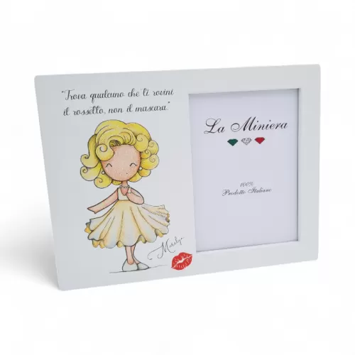 Bomboniera Prima Comunione Linea Miti e Leggende – Portafoto in Legno con Stampa di Marilyn Monroe La Miniera - 1