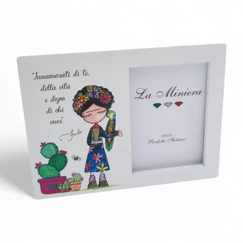 Bomboniera Prima Comunione Linea Miti e Leggende – Portafoto in Legno con Stampa di Frida Kahlo La Miniera - 1