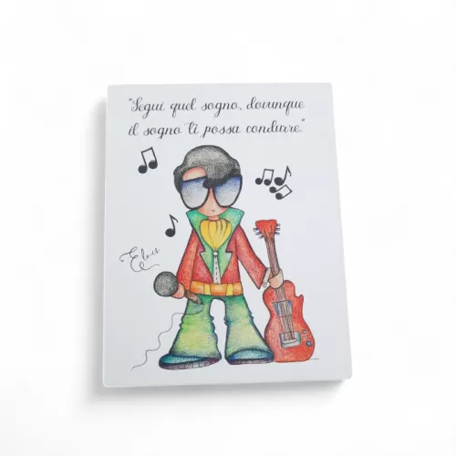 Bomboniera Prima Comunione Linea Miti e Leggende – Calamita Rettangolare in Legno con Stampa di Elvis La Miniera - 1