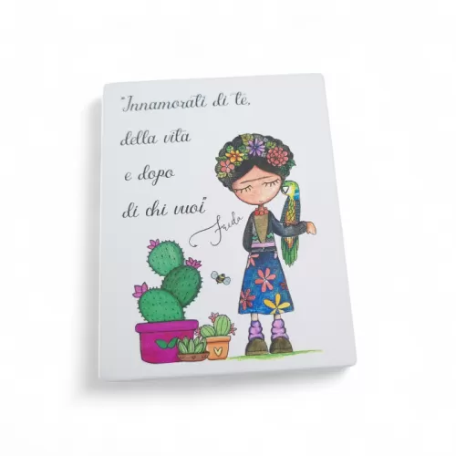 Bomboniera Prima Comunione Linea Miti e Leggende – Calamita Rettangolare in Legno con Stampa Colorata di Frida Kahlo La Miniera 