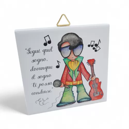 Bomboniera Prima Comunione Linea Miti e Leggende – Mattonella con Gancio Stampa Elvis La Miniera - 1