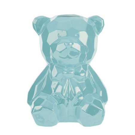 Bomboniere Battesimo Salvadanaio a Forma di Orsetto in Porcellana Celeste con Scatola Shopper Le stelle - 1