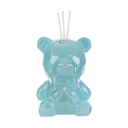 Bomboniere Battesimo Profumatore Orsetto in Porcellana Celeste con Bacchette ed Essenza e Scatola Inclusa Le stelle - 1