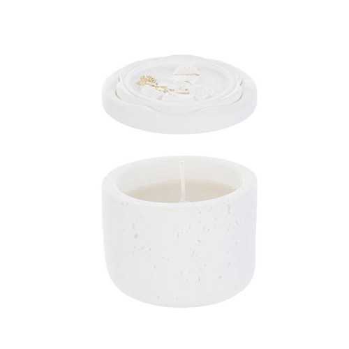 Bomboniere Prima Comunione Vasetto con Candela e Coperchio in Resina Bianca con Immagine Sacra Calice e Inserti Dorati - 1