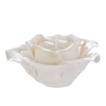 Bomboniere Prima Comunione Candela in Porcellana Bianca Grande a Forma di Rosa Le stelle - 1