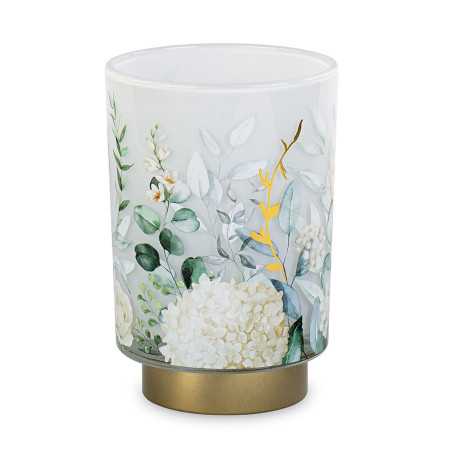 Bomboniere Matrimonio Lampada con Vetro Satinato Bianco e Motivo Floreale - 1