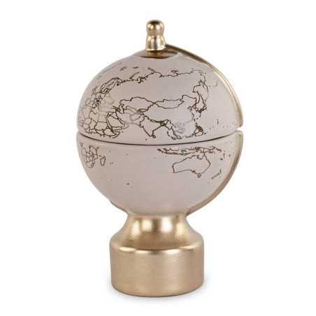 Bomboniera Matrimonio Mappamondo Tortora Grande in Ceramica con Candela e Dettagli Oro - 1