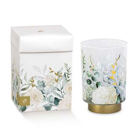 Bomboniere Matrimonio Lampada con Vetro Satinato Bianco e Motivo Floreale - 2