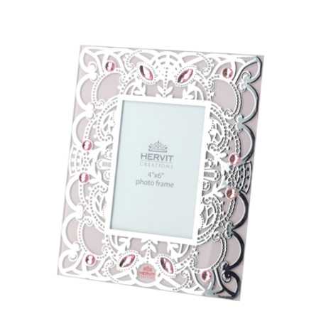 Bomboniere Matrimonio Hervit 2025 Cornice Portafoto con Fondo Rosa e Dettagli Argento con Scatola Inclusa Hervit - 1