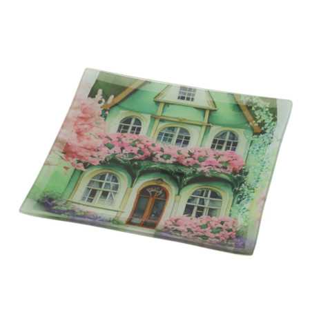 Bomboniere Matrimonio Hervit 2025 Piatto in Vetro con Stampa Casa Verde e Scatola Inclusa Hervit - 1