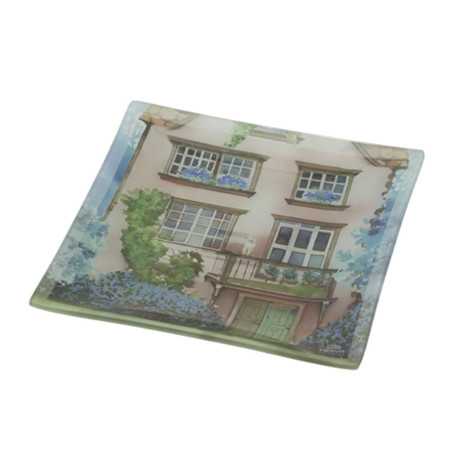 Bomboniere Matrimonio Hervit 2025 Piatto in Vetro con Stampa Casa Rosa e Scatola Inclusa Hervit - 1